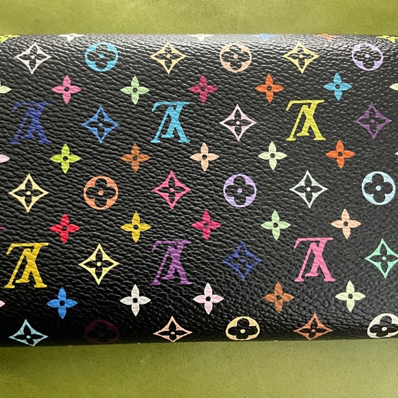 Louis Vuitton long black coated canvas monogrammed multicolour wallet - Picture 9 of 9